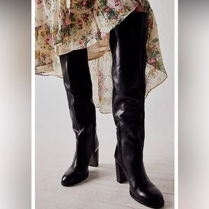 Free People Dakota Black Leather Tall Boots